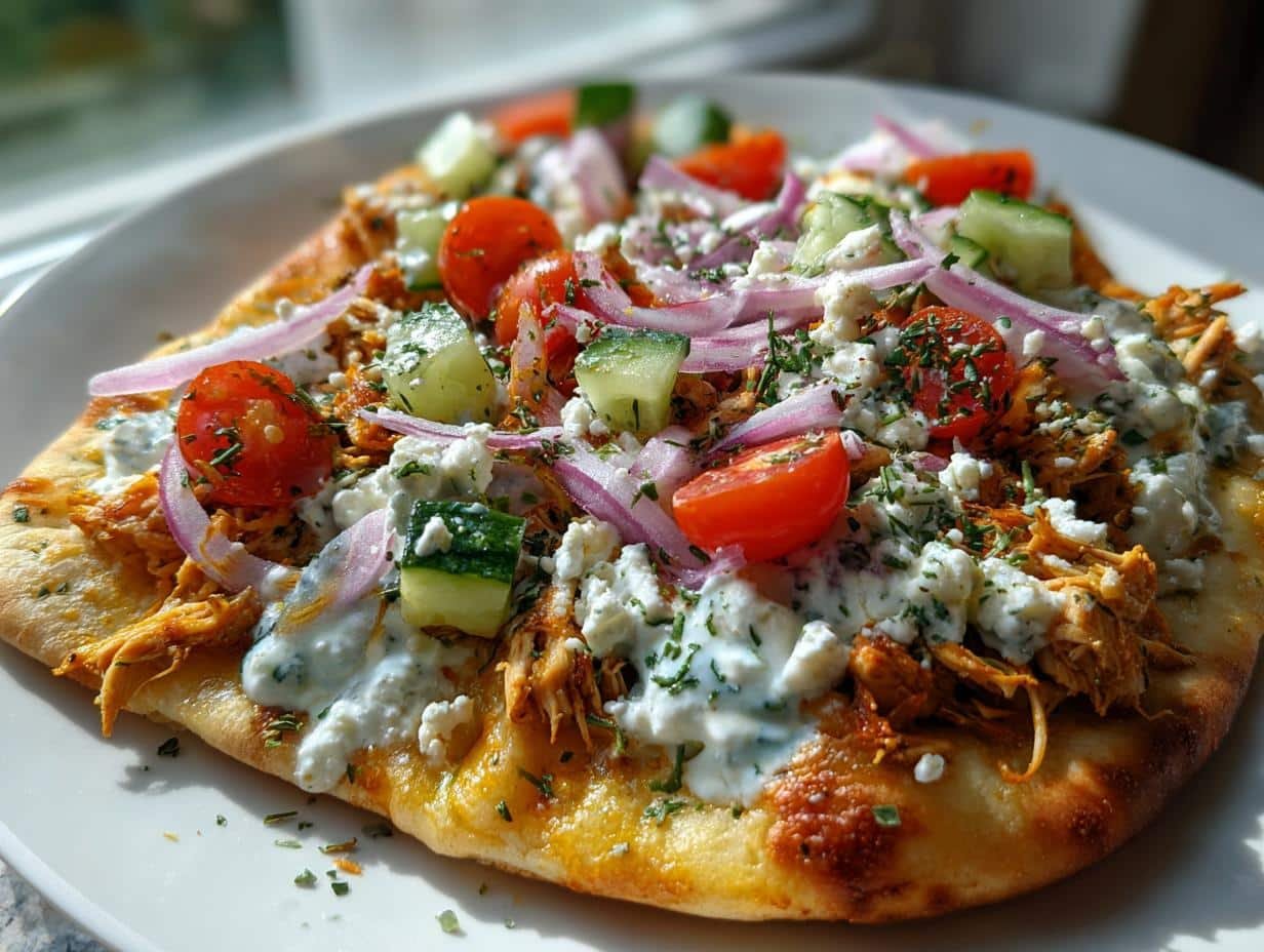 30-Min Mediterranean Tzatziki Chicken Naan Pizza Magic 3 mediterranean tzatziki chicken naan pizza - detail 1
