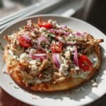 mediterranean tzatziki chicken naan pizza