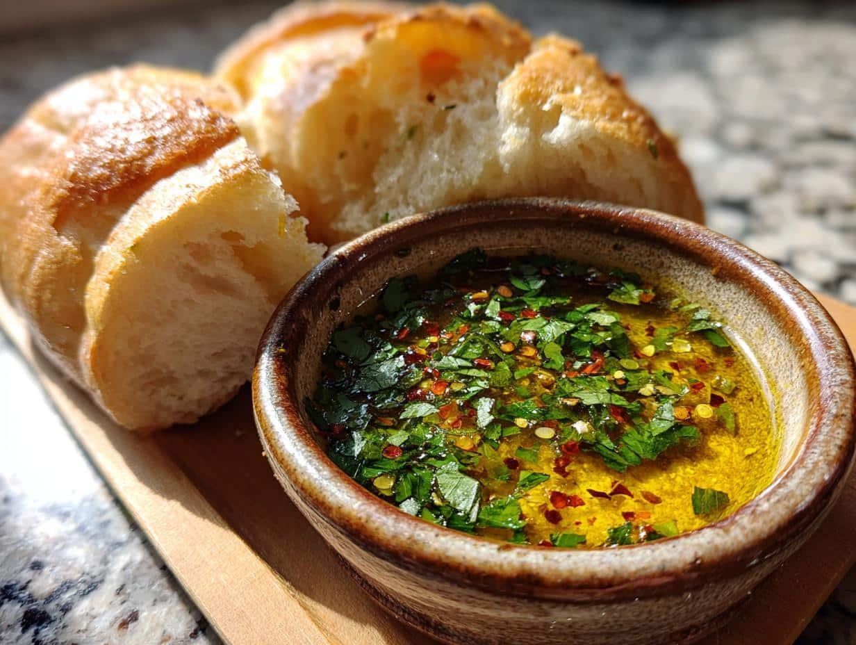 15-Minute Olive Oil Dip with Warm Bread You'll Crave 3 olive oil dip with warm bread - detail 1