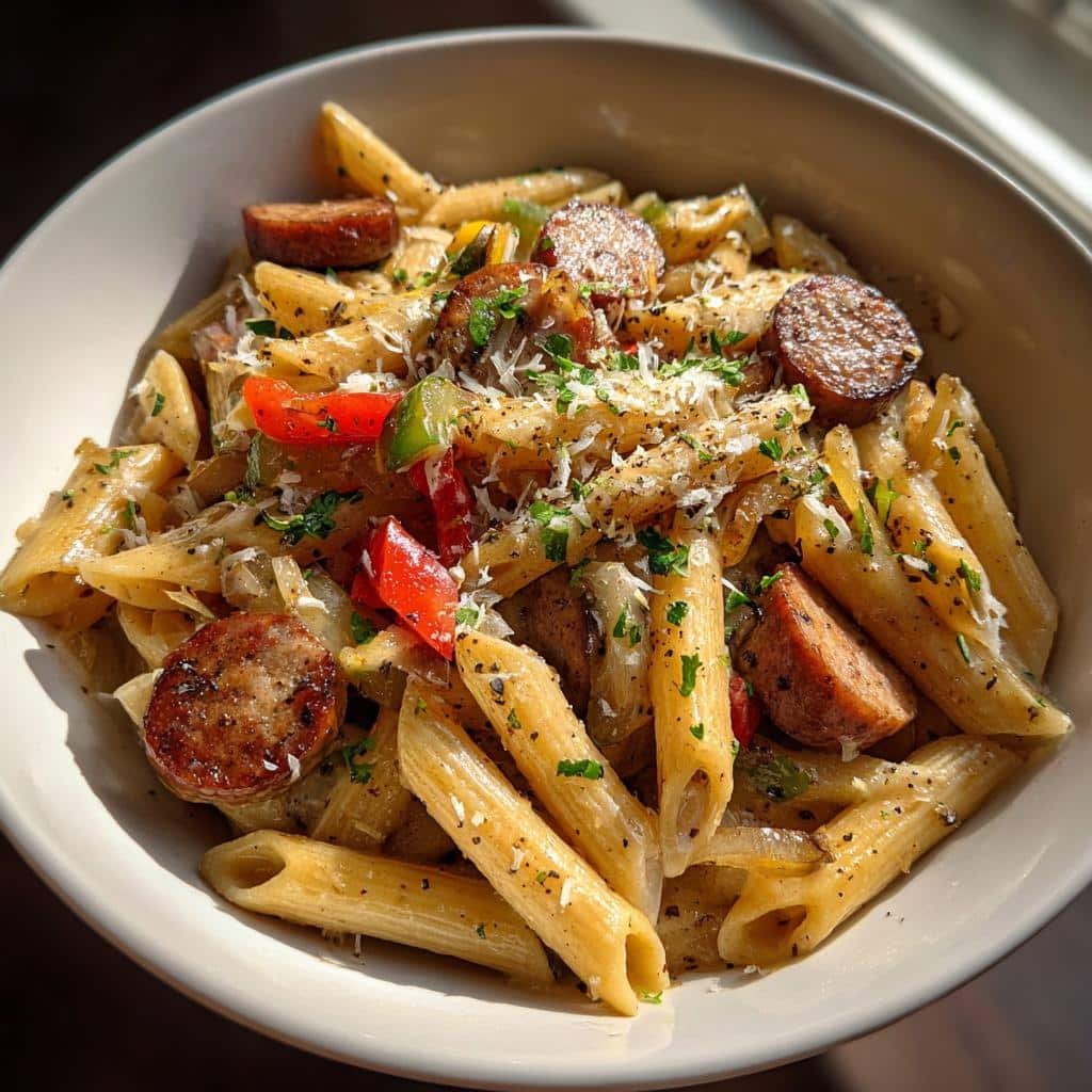 one pot creamy cajun sausage pasta - detail 1