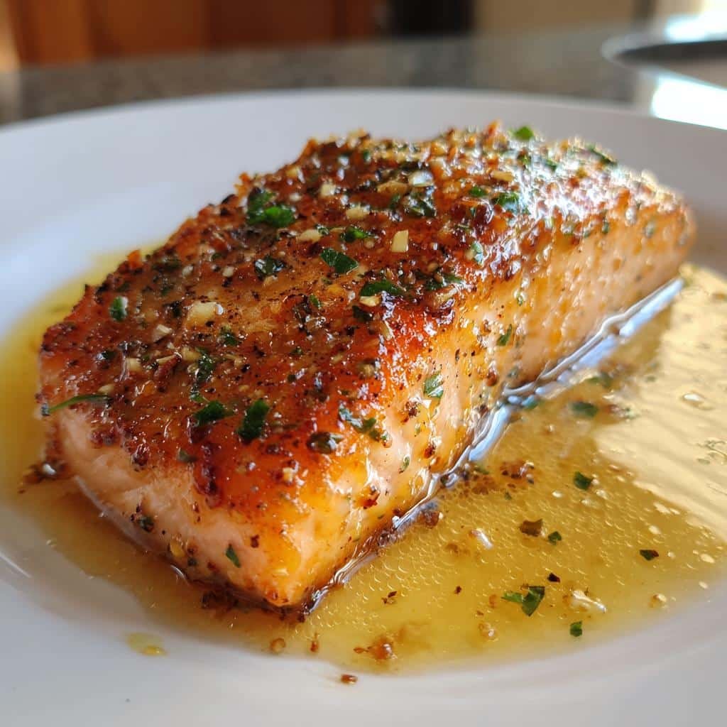 15-Minute Pan Fried Salmon with Heavenly Garlic Butter Sauce 3 pan fried salmon with garlic butter sauce - detail 1