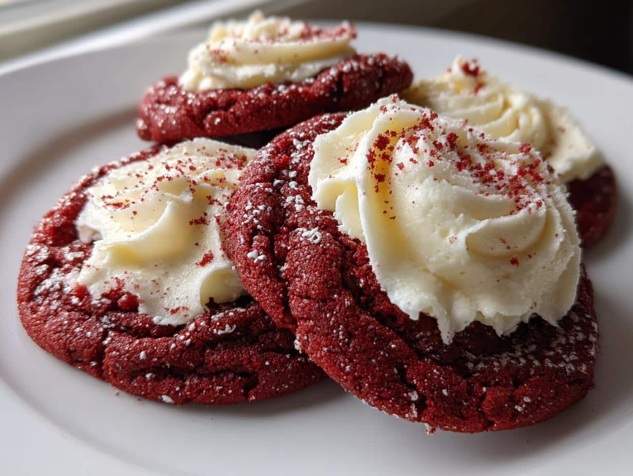 Irresistible Red Velvet Cookies with Cream Cheese Frosting in 30 Minutes 3 red velvet cookies with cream cheese frosting - detail 1