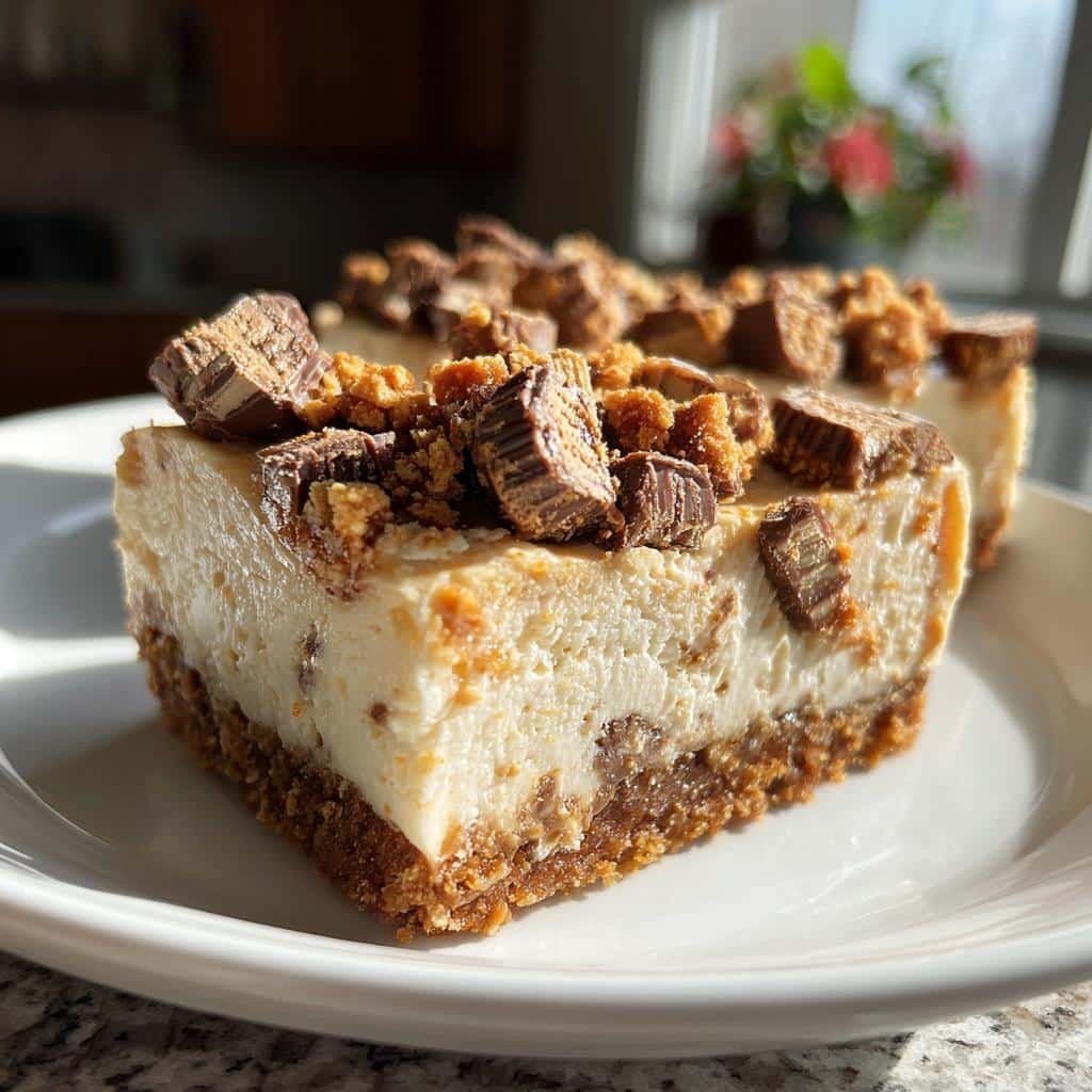 Irresistible Reeses Butterfinger Cheesecake Bars in 5 Easy Steps 3 reeses butterfinger cheesecake bars - detail 1