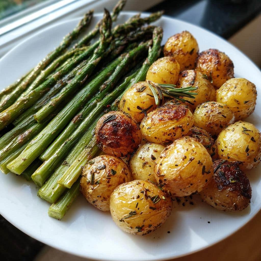 roasted asparagus and potatoes - detail 1