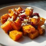 roasted butternut squash with cranberries and feta