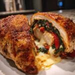 roasted red pepper spinach mozzarella stuffed chicken