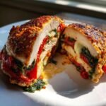 roasted red pepper spinach mozzarella stuffed chicken