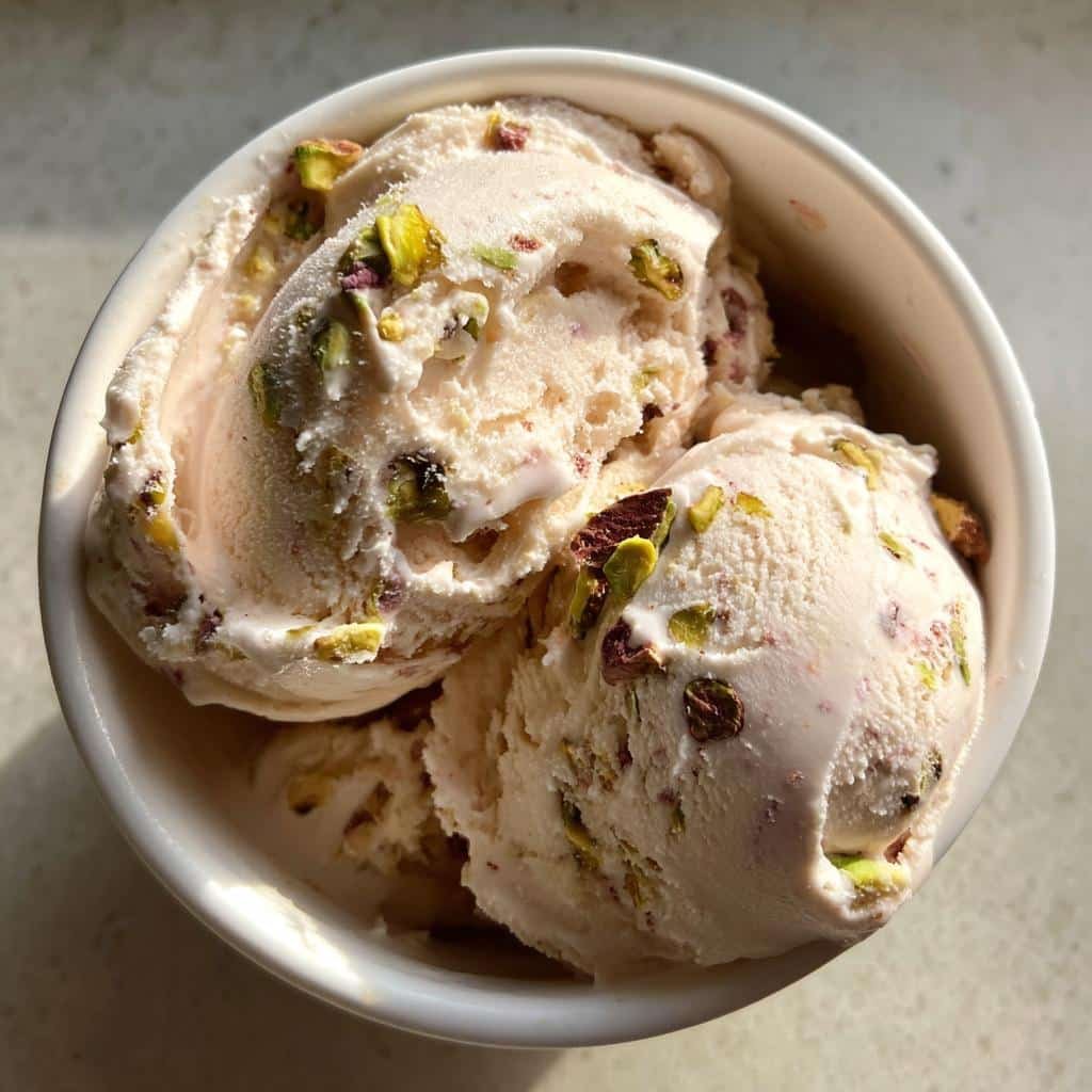 rose pistachio cheesecake ice cream - detail 1
