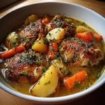 rustic chicken potato stew with carrot herbs