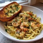 shrimp scampi bowls with garlic bread