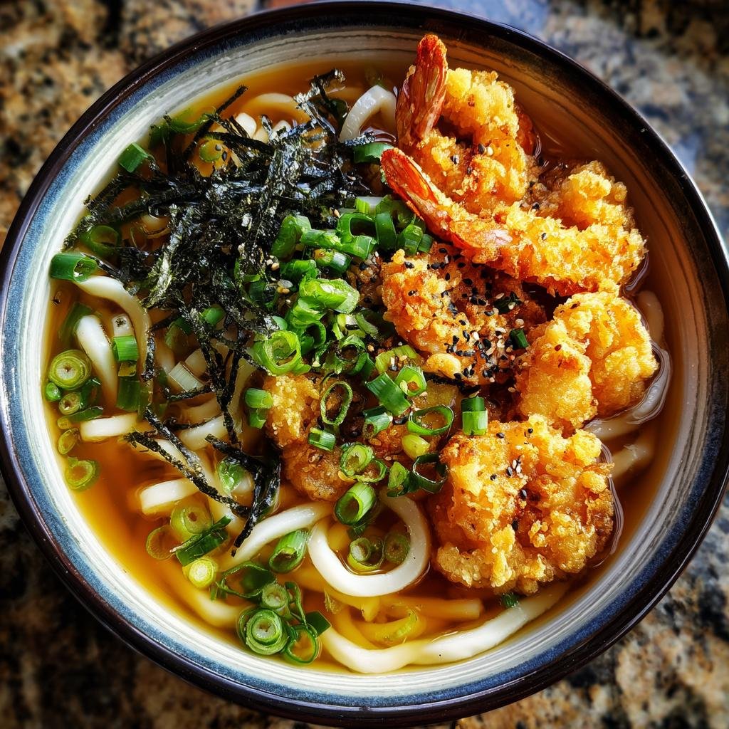 shrimp tempura udon soup - detail 1