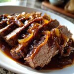 slow cooker brisket with balsamic onion gravy