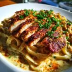 spicy cajun chicken linguine in creamy garlic parmesan sauce