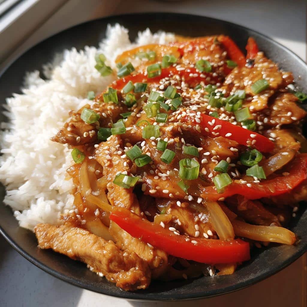 Fiery Spicy Garlic Chicken Stir Fry with Rice in 30 Minutes 3 spicy garlic chicken stir fry with rice - detail 1