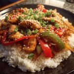 spicy garlic chicken stir fry with rice