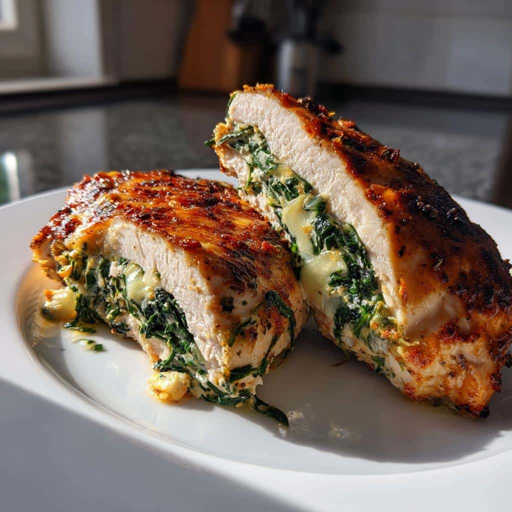 spinach stuffed chicken - detail 1