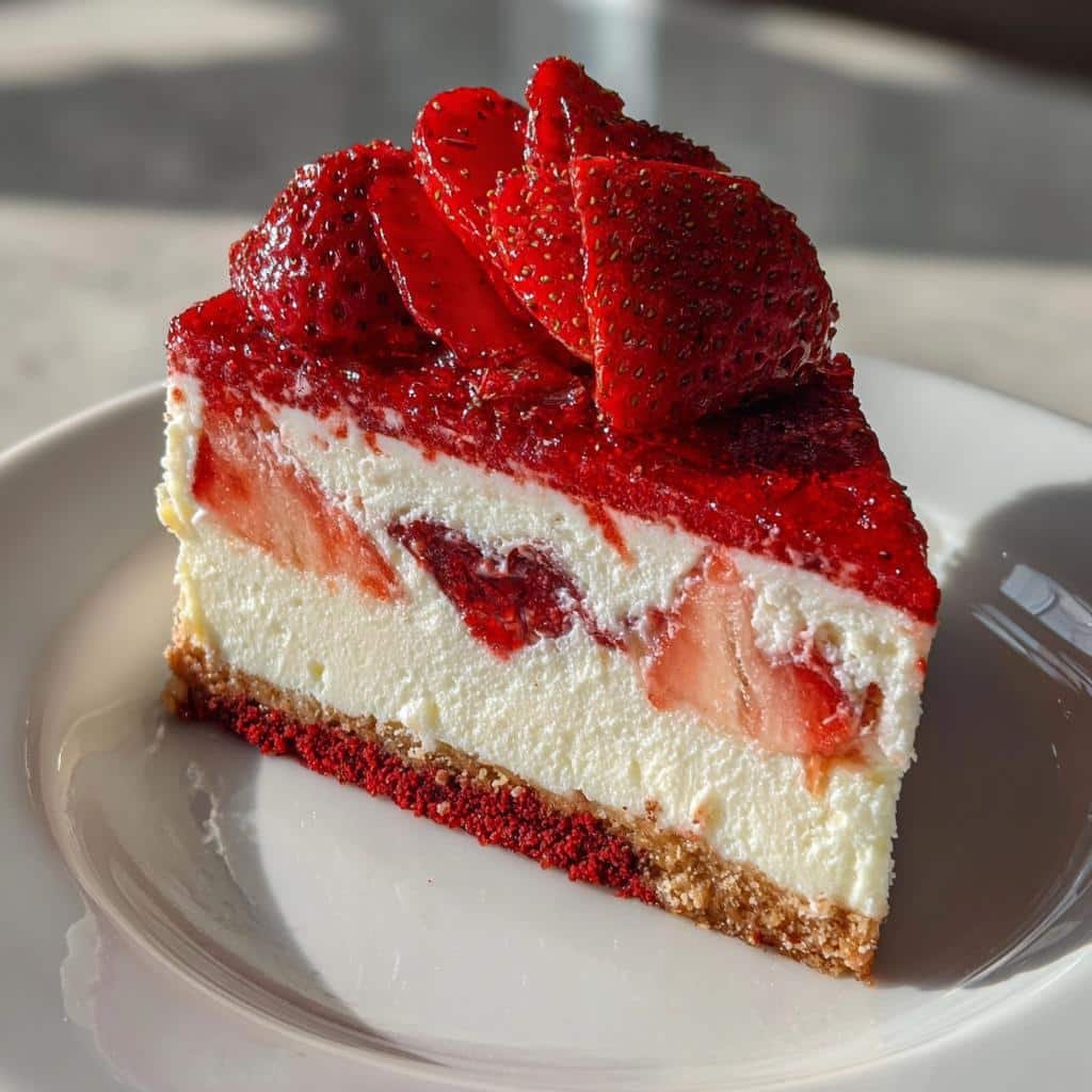 strawberry red velvet cheesecake - detail 1
