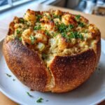 stuffed seafood bread bowl