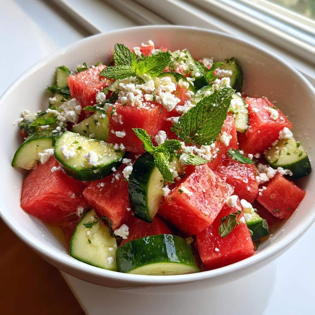 10-Minute Summer Perfect Watermelon Cucumber Salad - Heavenly Refreshment 3 summer perfect watermelon cucumber salad - detail 1
