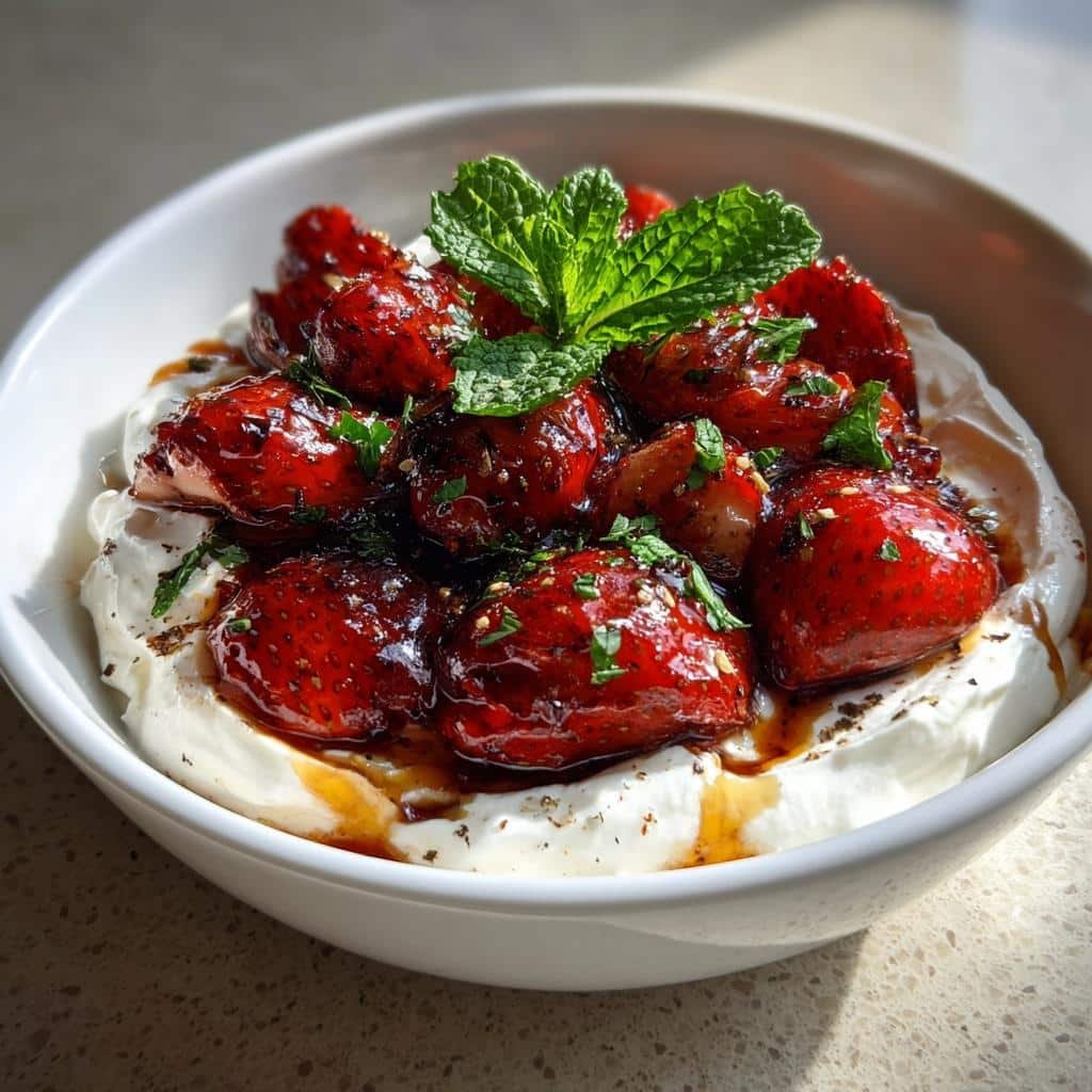 whipped feta with roasted strawberries