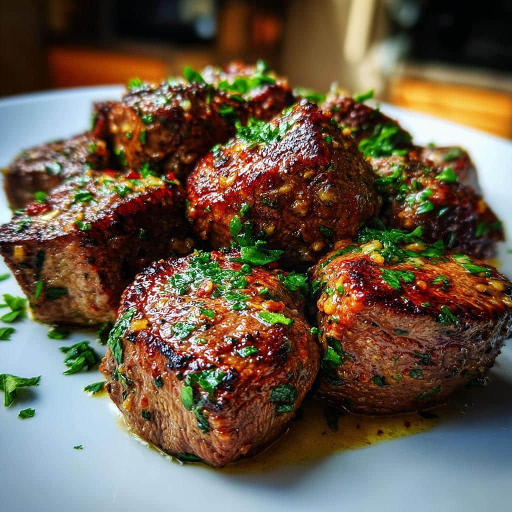 20-Minute Air Fryer Garlic Butter Steak Bites – Juicy Perfection 3 air fryer garlic butter steak bites are deliciously easy - detail 1