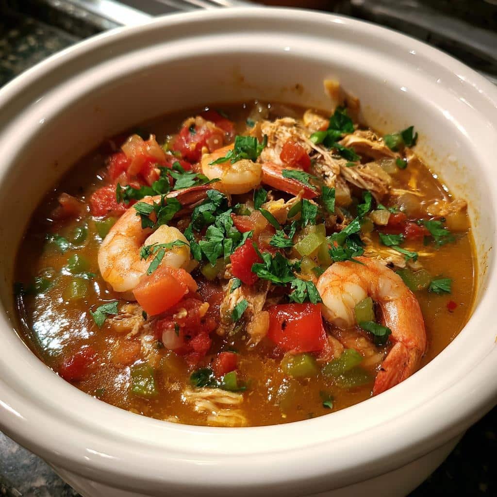 chicken and shrimp crockpot recipes delicious dinner - detail 1