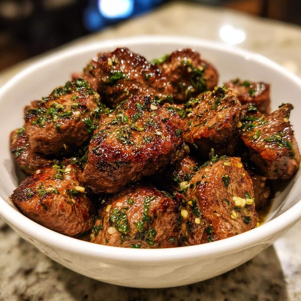 garlic herb steak bites are a delicious treat - detail 1