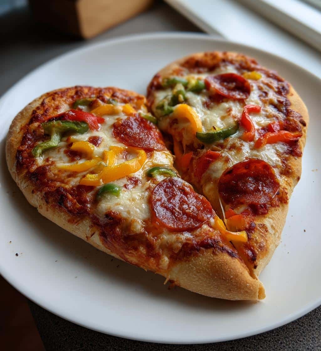 heart shaped pizza romantic feast recipe - detail 1