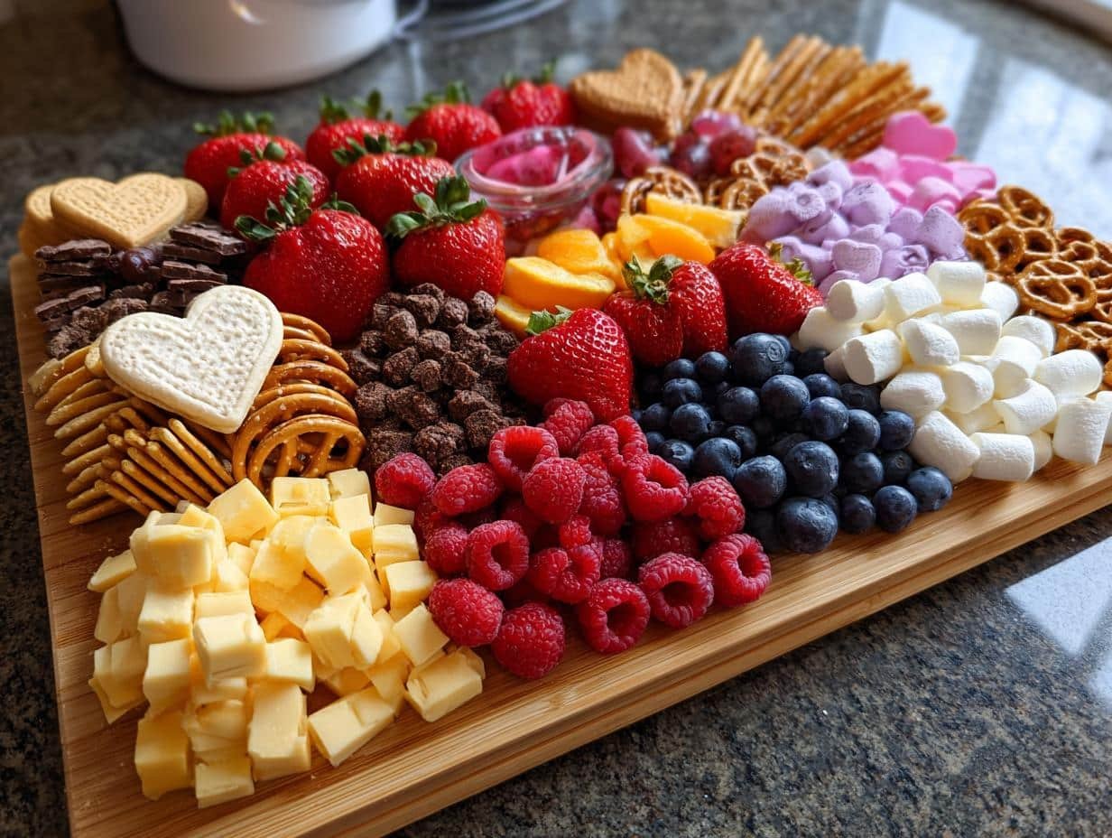 kids charcuterie board valentines - detail 1