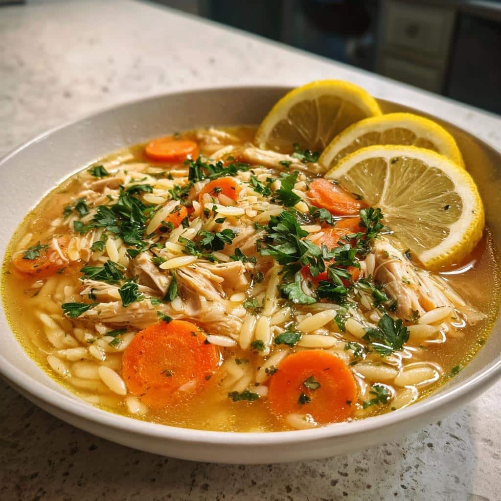30-Minute Lemon Chicken Orzo Soup for Ultimate Comfort 3 lemon chicken orzo soup is a comforting dish - detail 1