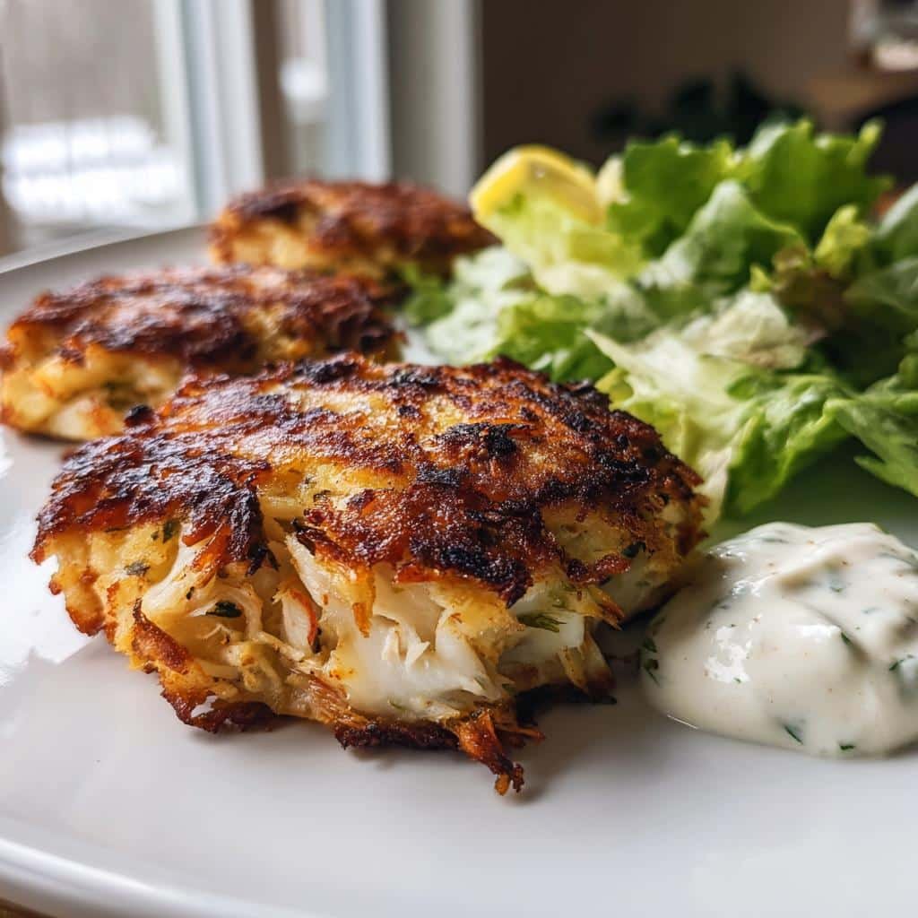 maryland style crab cake is a delicious seafood dish - detail 1