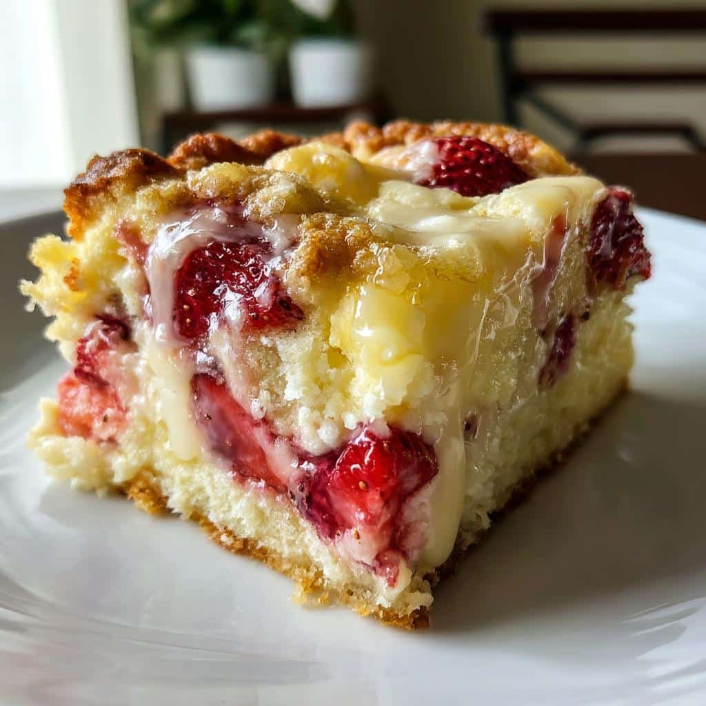 Irresistible Strawberry Cheesecake Dump Cake in Just 3 Steps 3 strawberry cheesecake dump cake is a delicious treat - detail 1