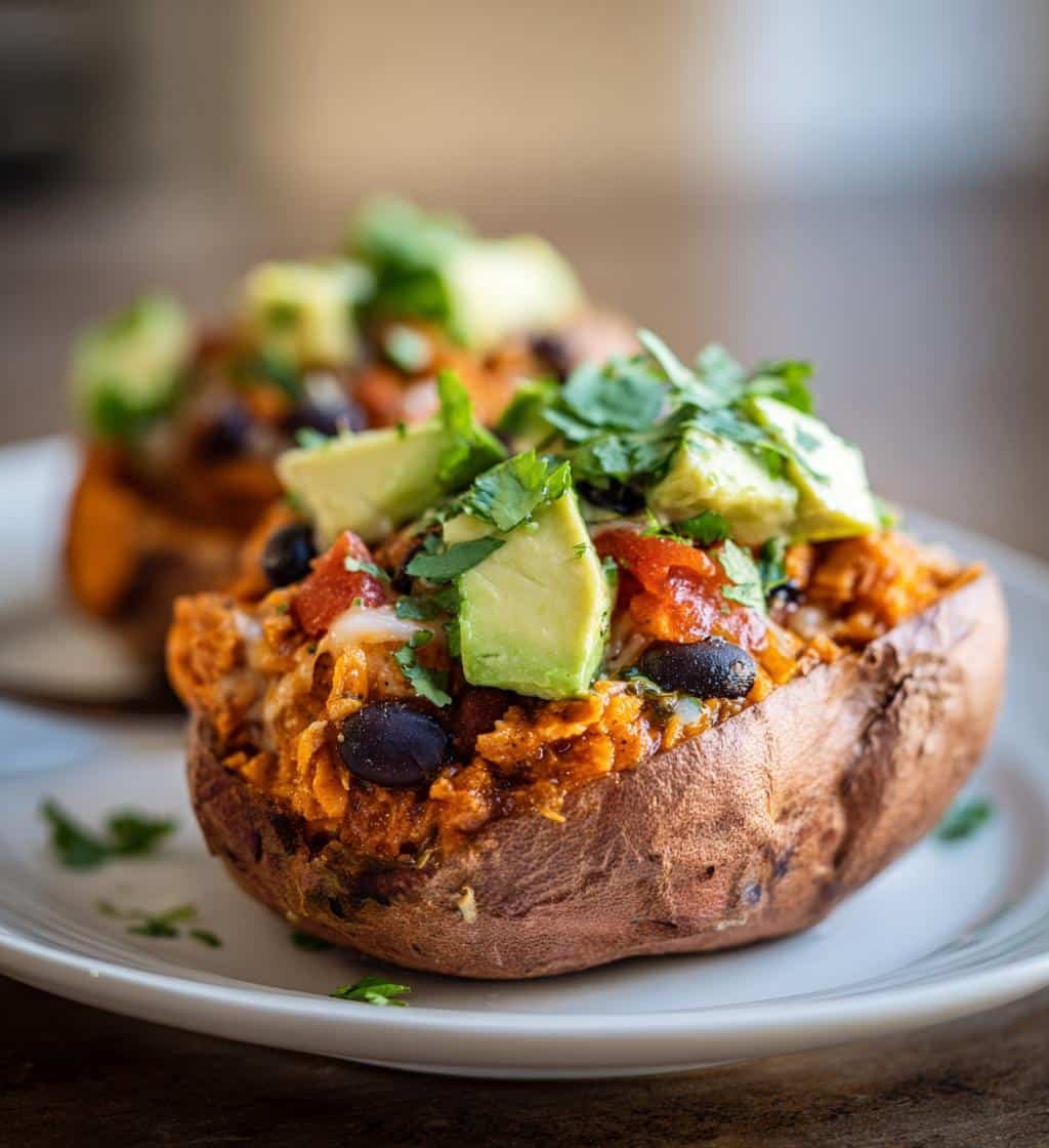 5-Ingredient Avocado Turkey Chili Stuffed Sweet Potatoes Recipe 3 avocado turkey chili stuffed sweet potatoes - detail 1