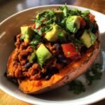 avocado turkey chili stuffed sweet potatoes