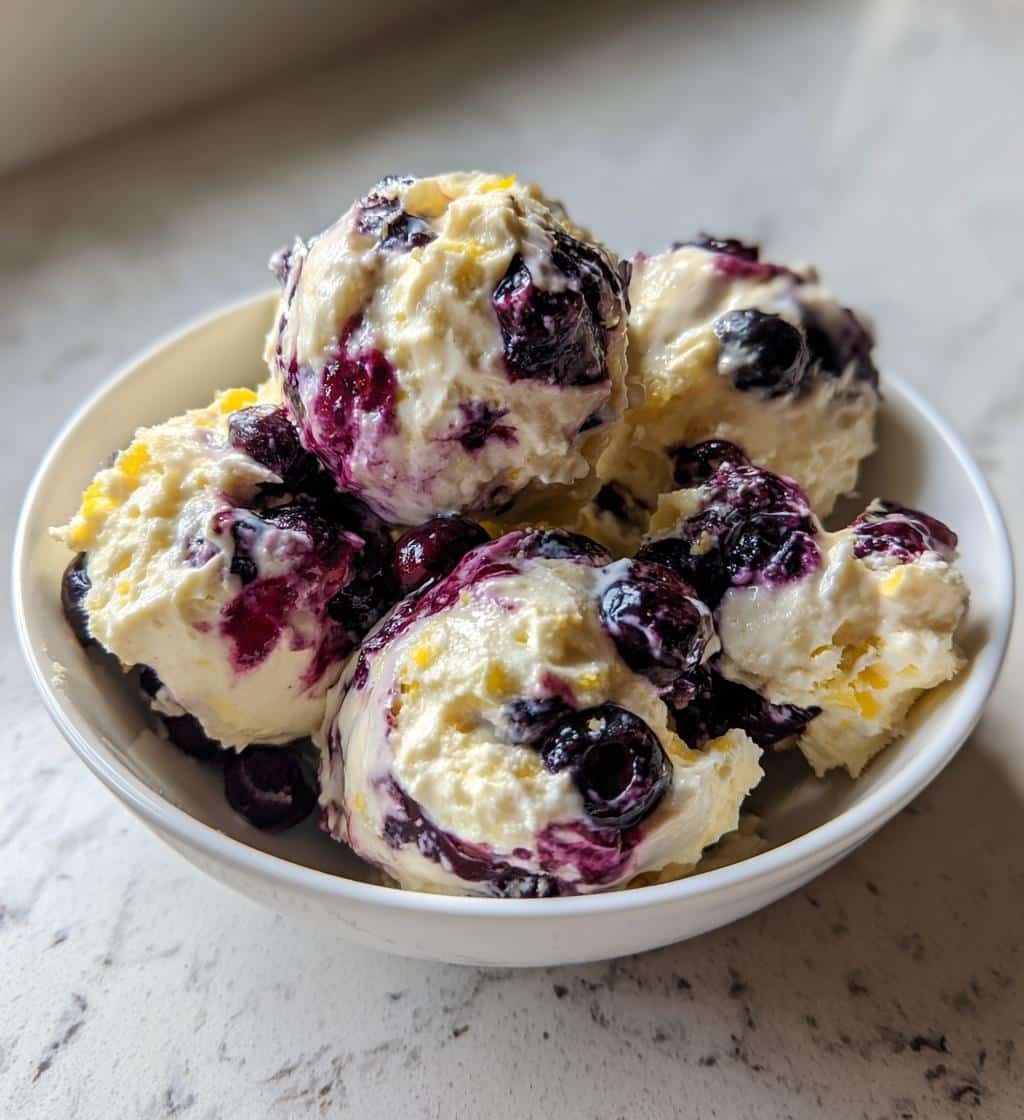 blueberry and lemon zest cottage cheese bites - detail 1