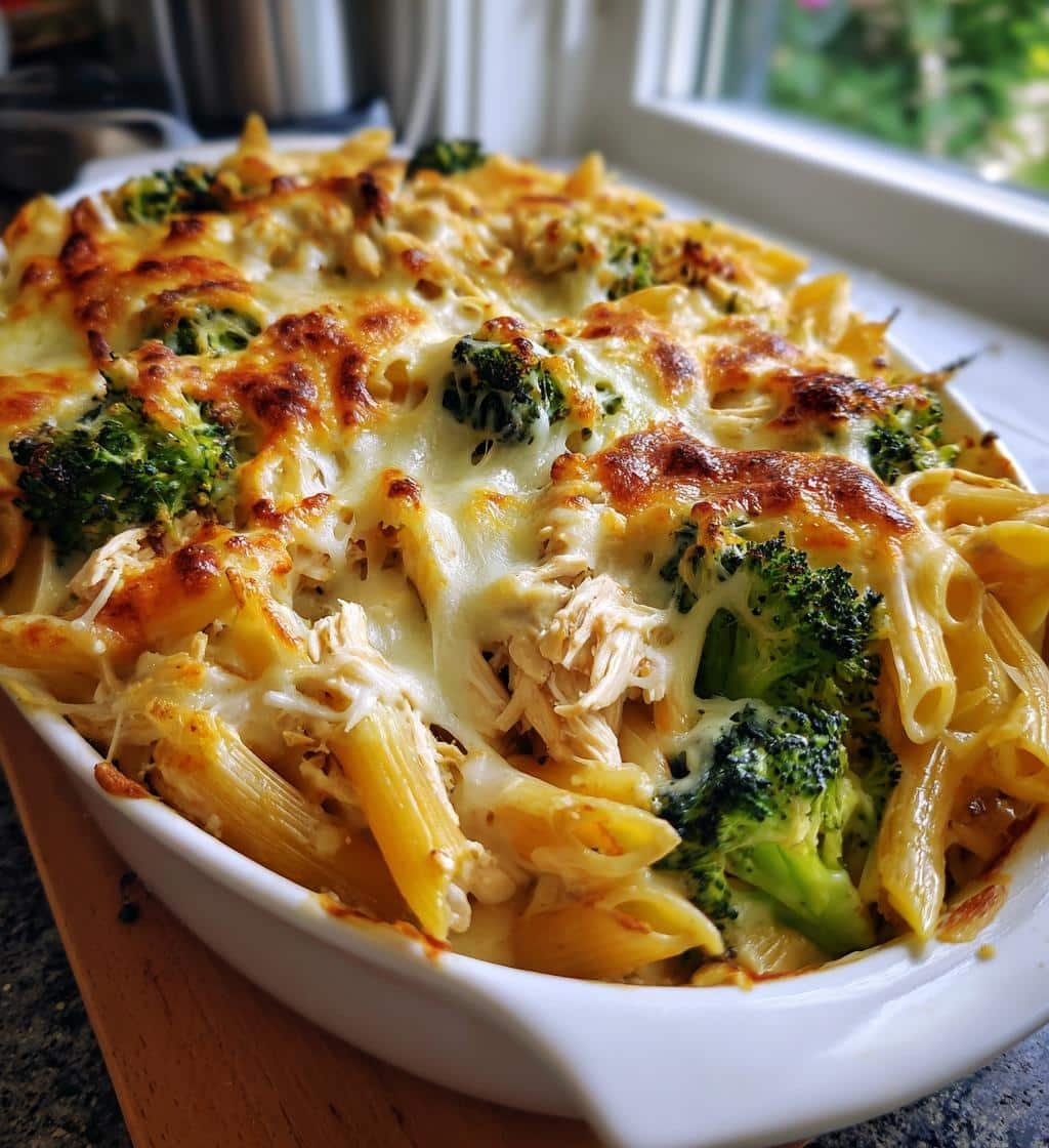 chicken broccoli pasta bake - detail 1