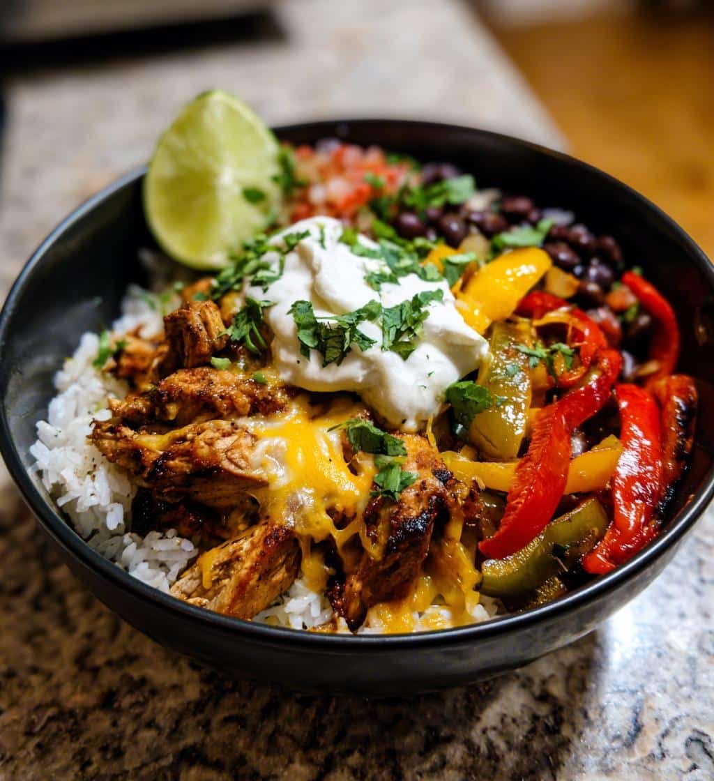 chicken fajita meal prep bowls - detail 1
