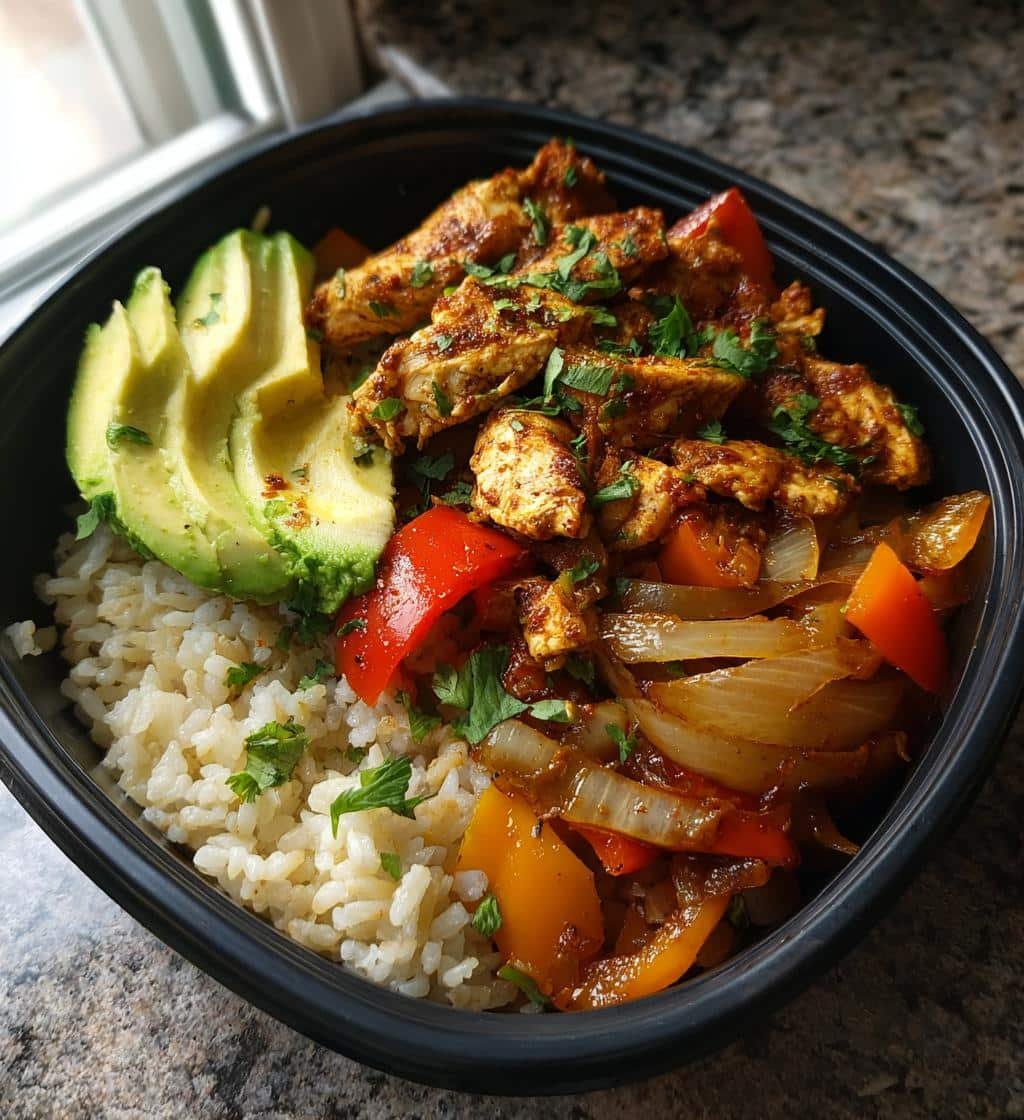 chicken fajita meal prep bowls - detail 1