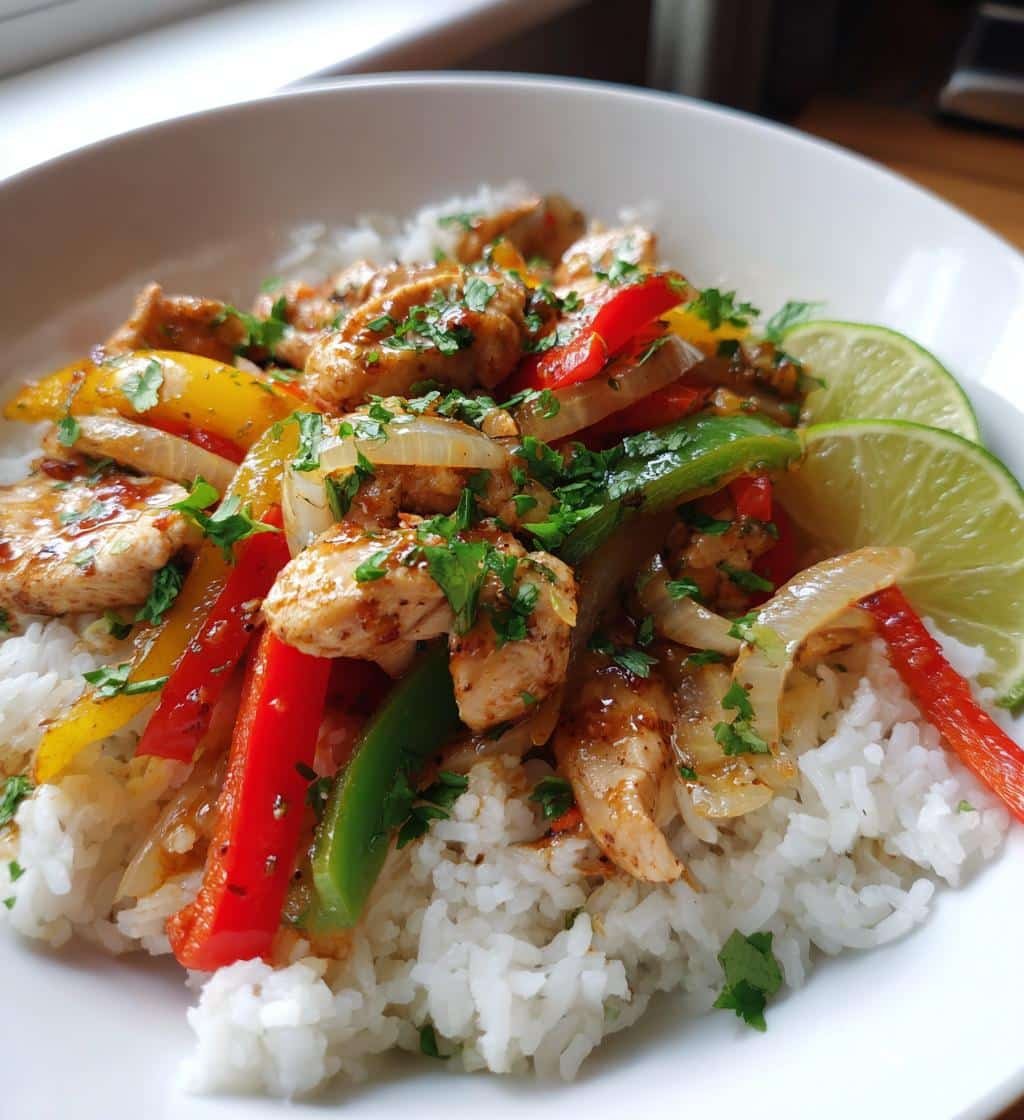 30-Minute Chicken Fajita Rice Bowls - Fast & Flavorful Delight 3 chicken fajita rice bowls - detail 1