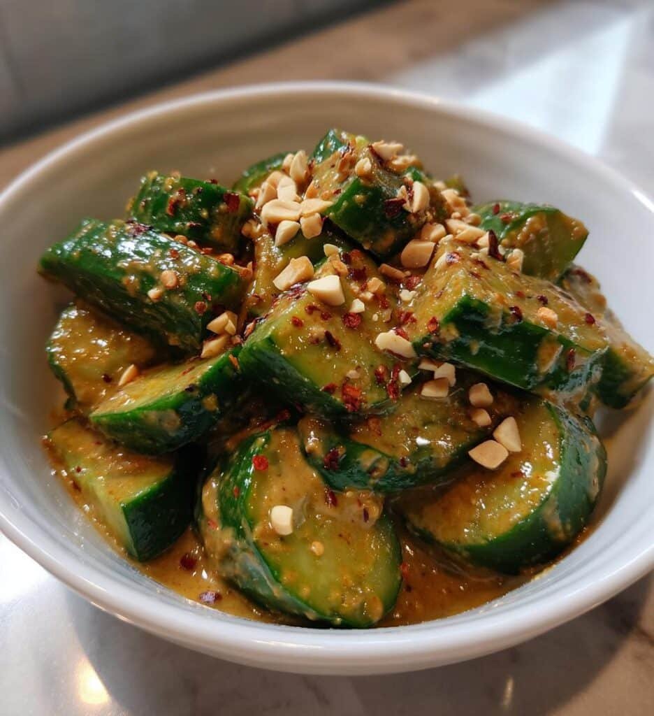 crunchy cucumbers in spicy peanut sauce recipe delight