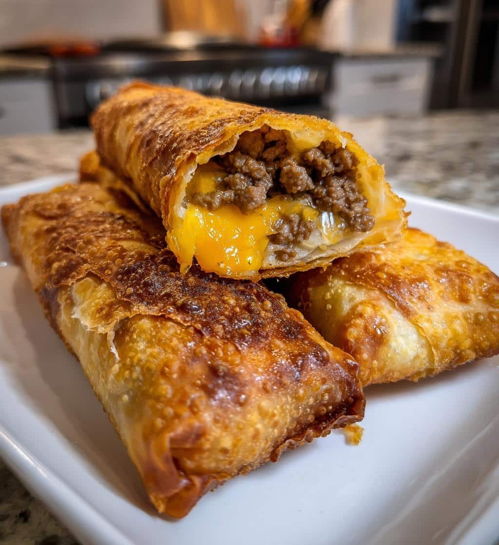 delicious cheeseburger eggrolls - detail 1