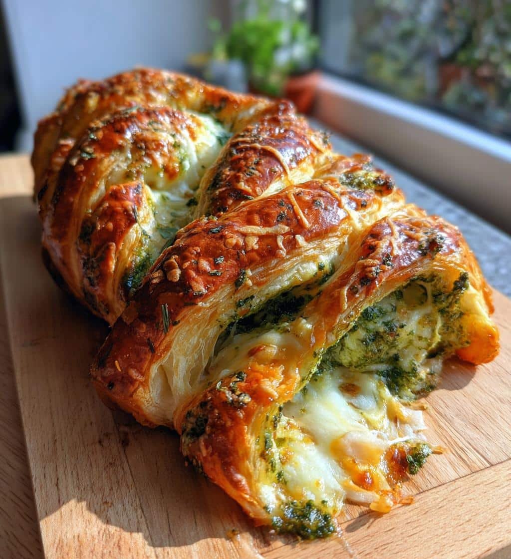 festive basil pesto cheesy puff pastry christmas tree - detail 1