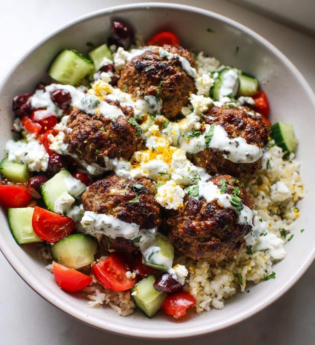 greek meatball bowl - detail 1