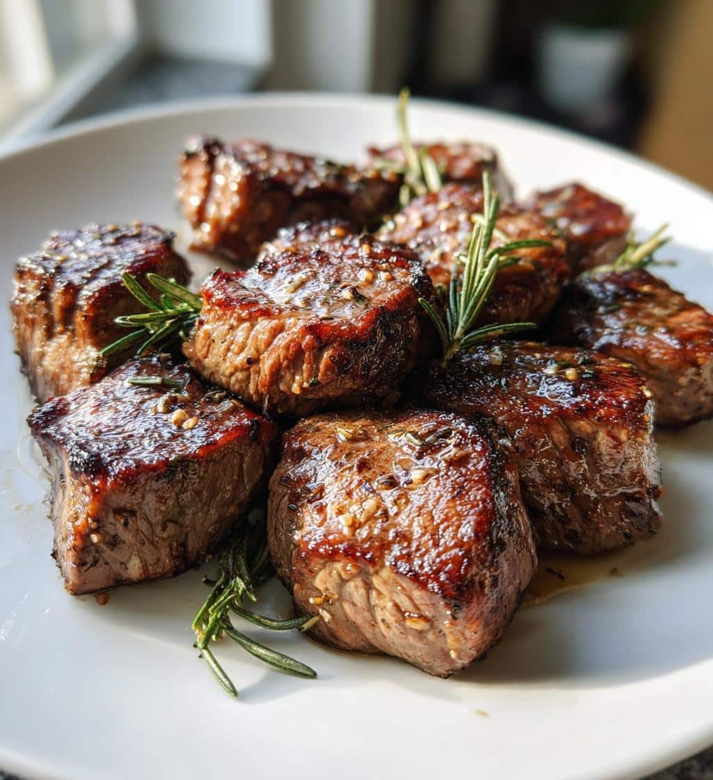 healthy clean high protein garlic balsamic steak bites - detail 1