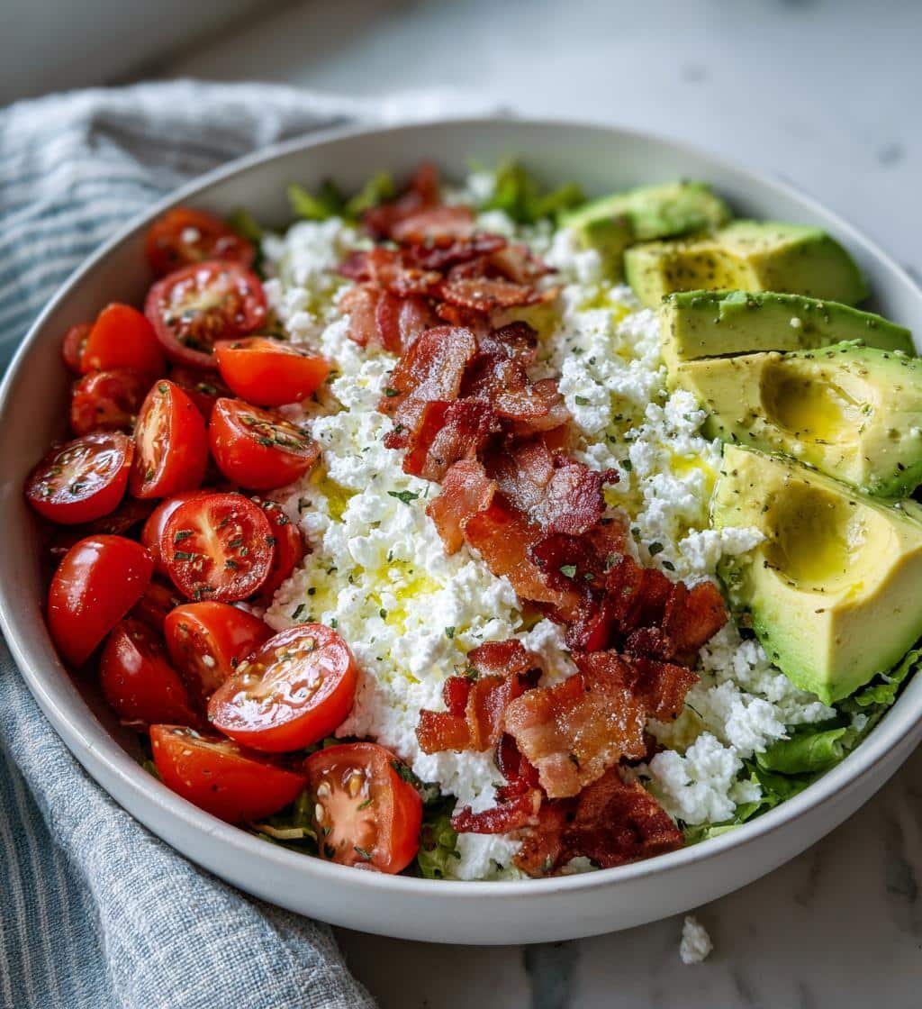 high protein blt cottage cheese bowl - detail 1