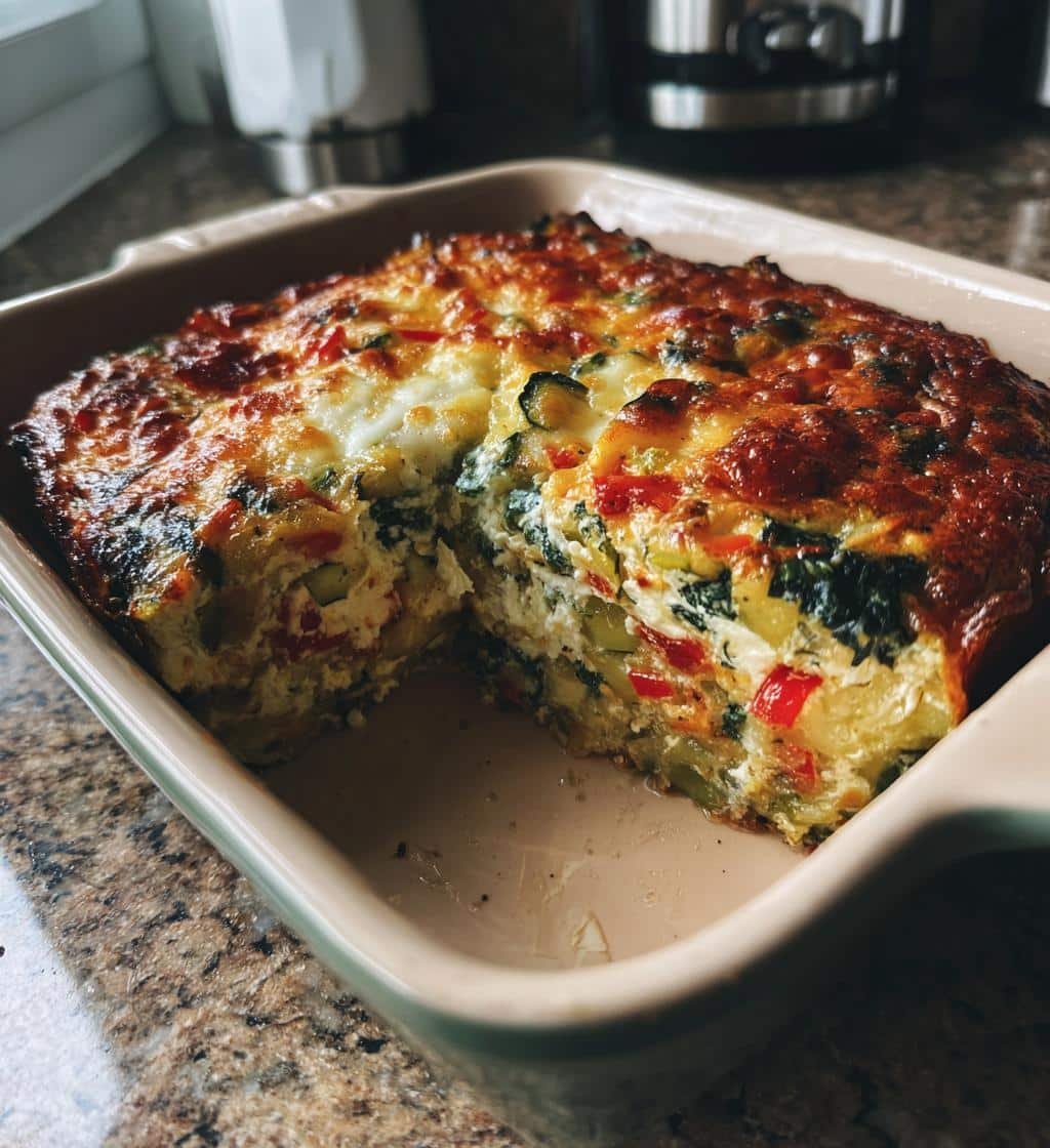 high protein veggie bake with cottage cheese - detail 1