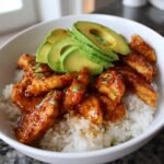 honey lime chicken avocado rice stack 2