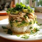 honey lime chicken avocado rice stack 2