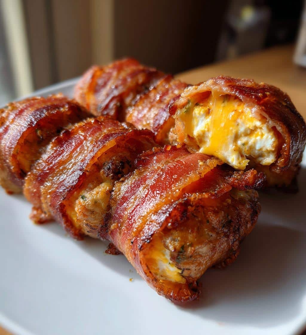 jalapeno popper eggrolls bacon wrapped bites - detail 1