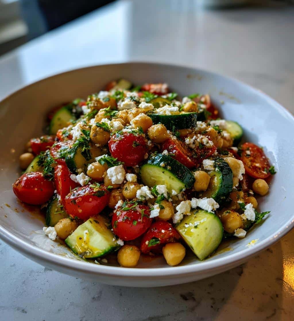mediterranean chickpea feta salad - detail 1
